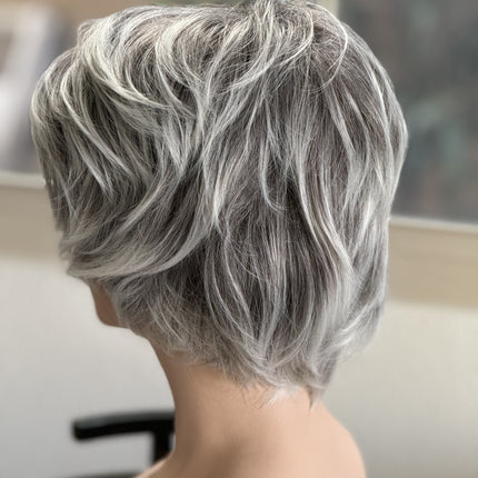 Tillstyle grey layered wig /with pale white ends /short pixy  wig