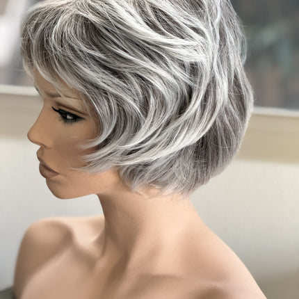 Tillstyle grey layered wig /with pale white ends /short pixy  wig