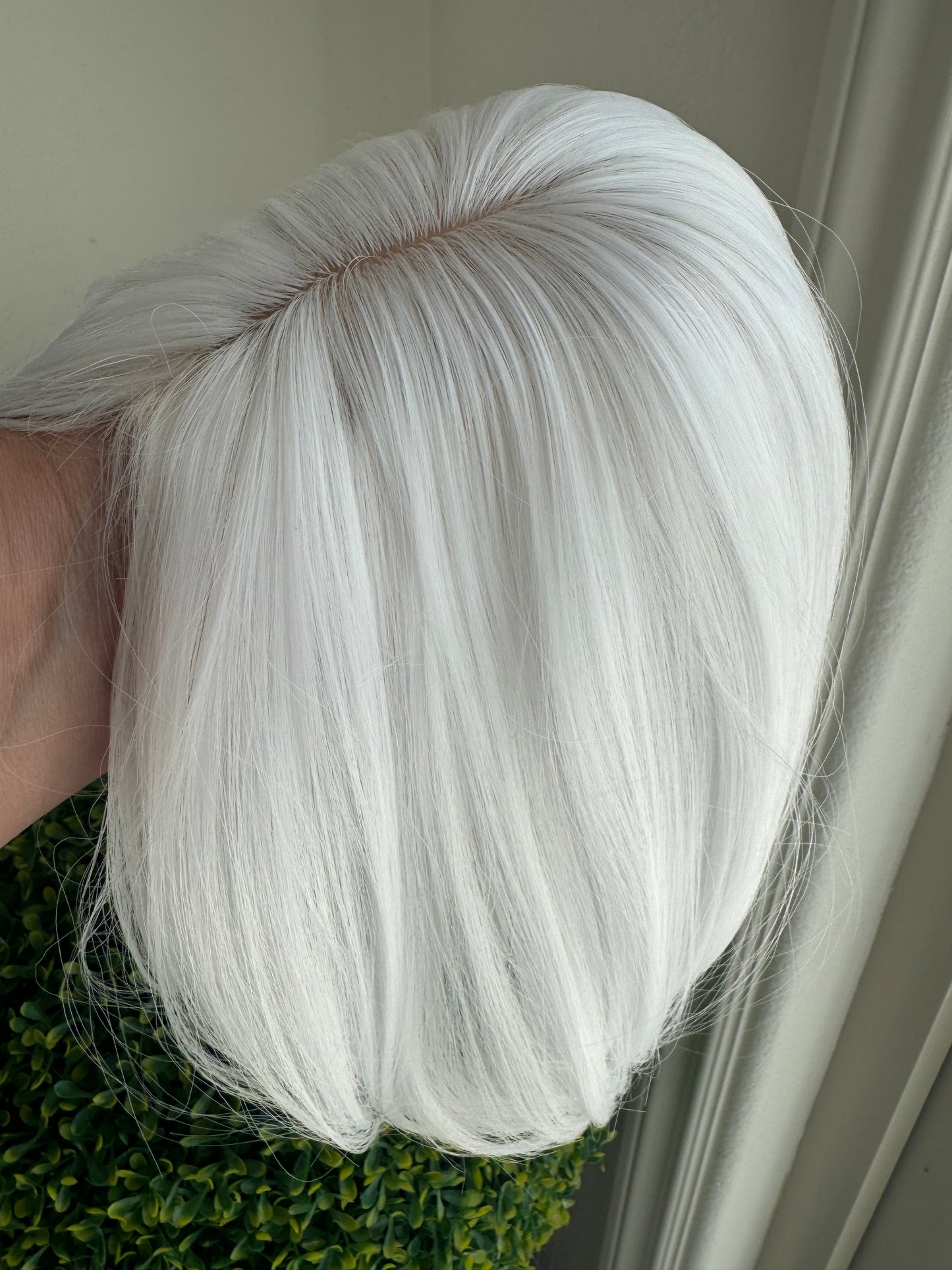 Till style pure white hair toppers for women real part /clip in topper