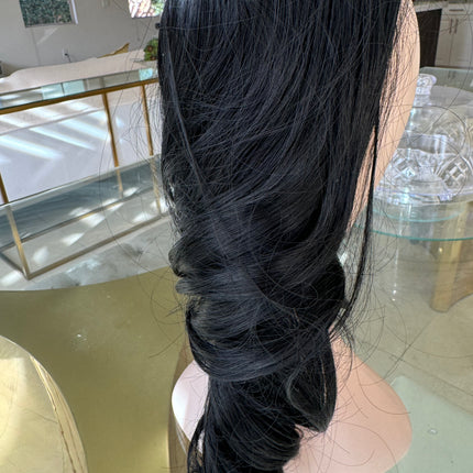 Tillstyle  black clip in ponytail clip in pony tail real hair like synthetic  premium fibre