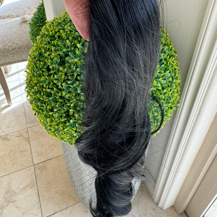 Tillstyle  black clip in ponytail clip in pony tail real hair like synthetic  premium fibre