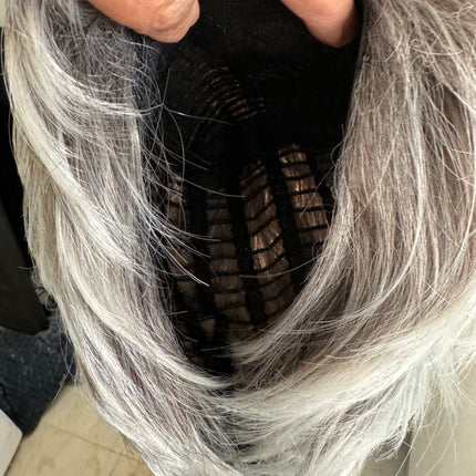 Tillstyle grey layered wig /with pale white ends /short pixy  wig