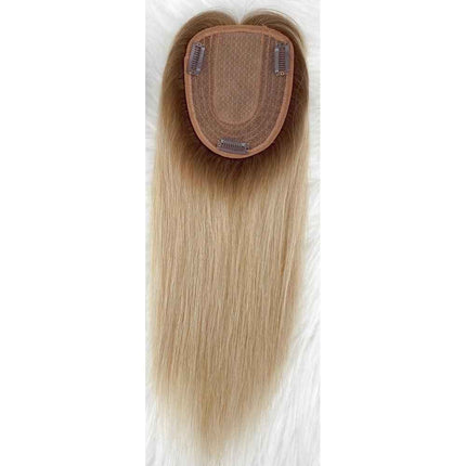 Two Tone Remy Human Hair Topper for Women clop in hair pieces for women ombre and brown