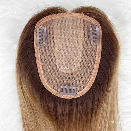 Two Tone Remy Human Hair Topper for Women clop in hair pieces for women ombre and brown