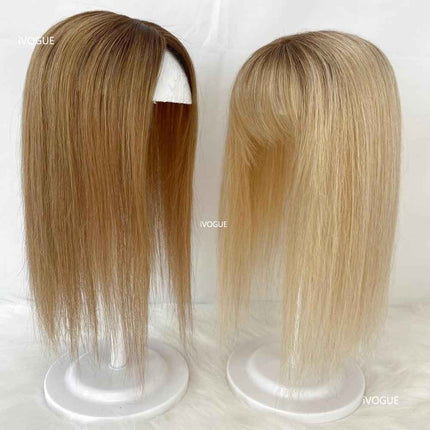 Two Tone Remy Human Hair Topper for Women clop in hair pieces for women ombre and brown