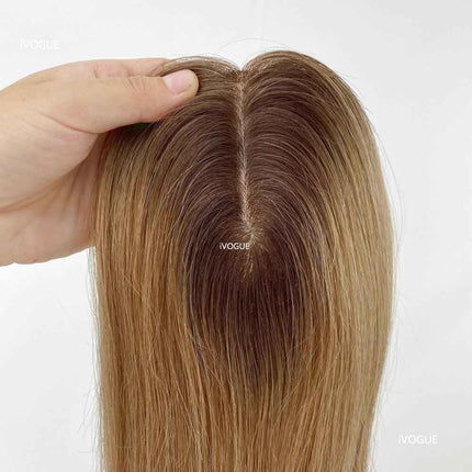 Two Tone Remy Human Hair Topper for Women clop in hair pieces for women ombre and brown