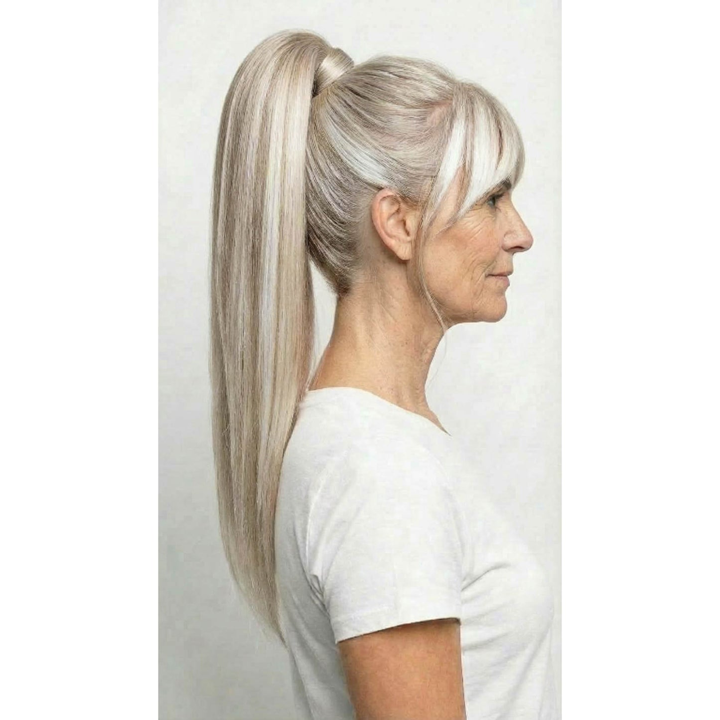 blonde grey #Color_blonde-greyonytail