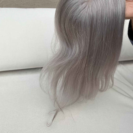 Tillstyle Toppers for Thinning Crown Mix Grey Salt and Pepper Clip On Human Hair Topper