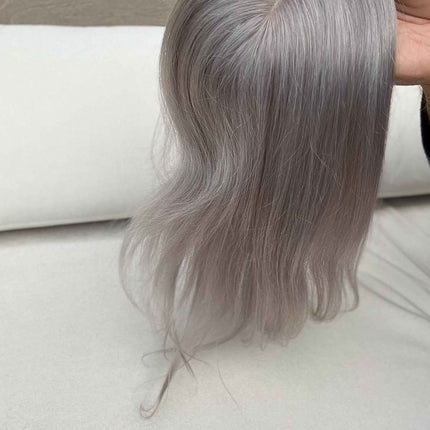 Tillstyle Toppers for Thinning Crown Mix Grey Salt and Pepper Clip On Human Hair Topper
