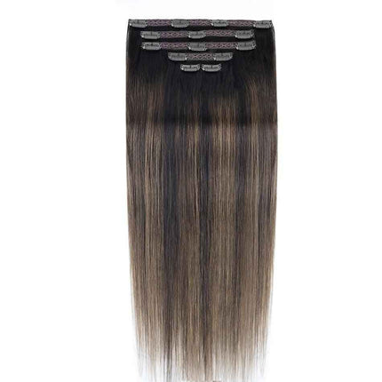 Tillstyle Clip in Human Hair Extensions 120g Natural Hair Clip in Extensions Highlighted Blonde