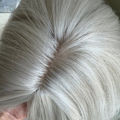 White silver grey hair toppers for women