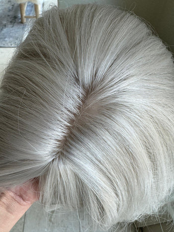 White silver grey hair toppers for women