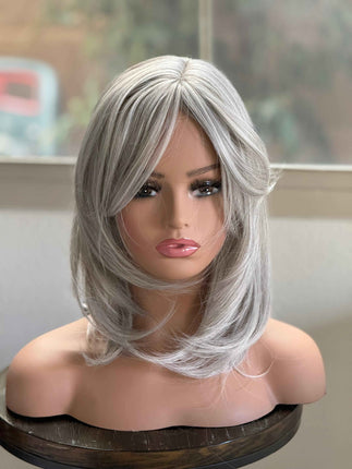 Till style white silver  hair toppers for women / layered /bangs