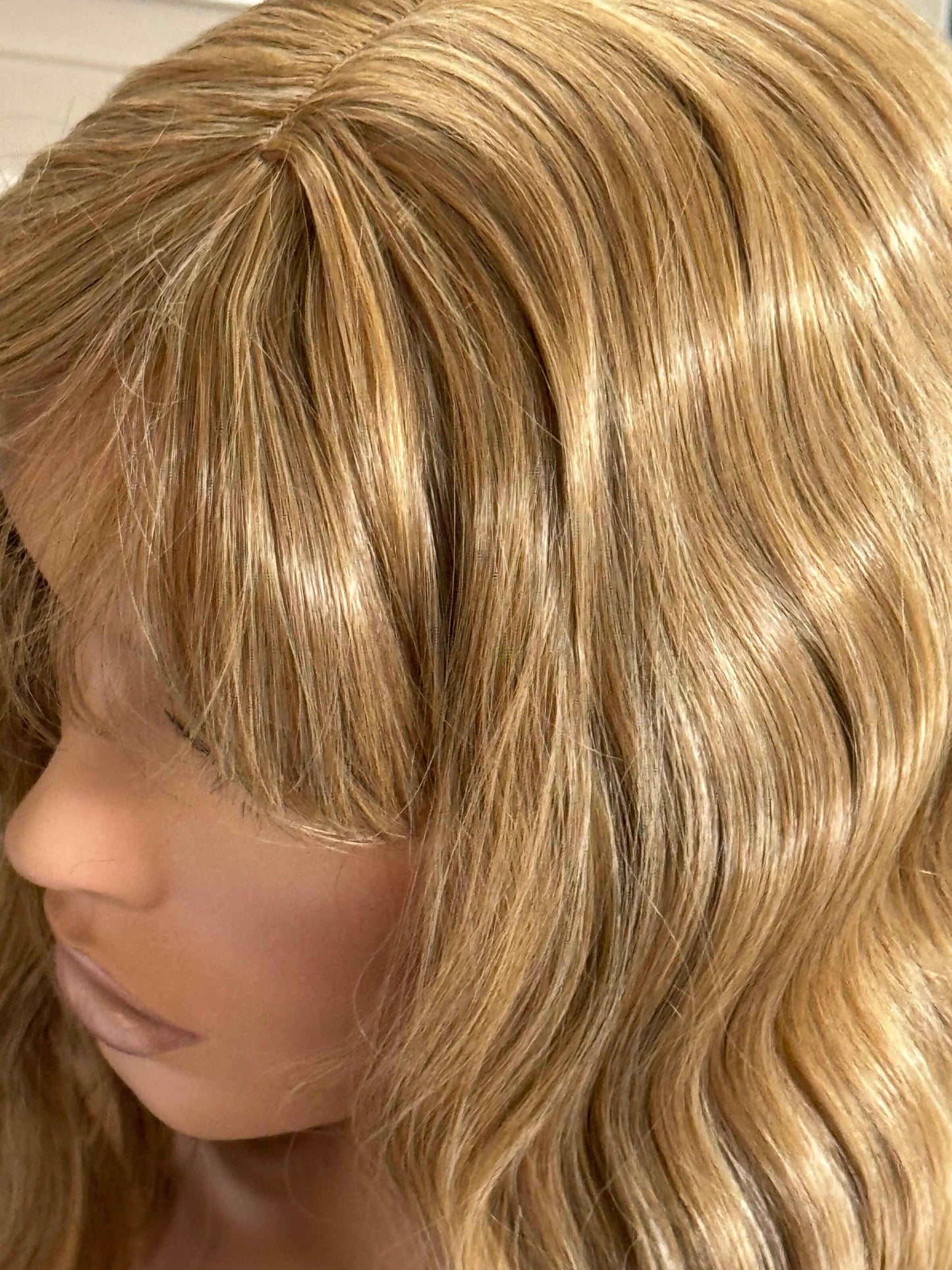 Till style  copper blonde hair toppers for women  /butterfly bangs loose body wave