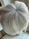 silver white human virgin hair clip in topper hair extensions mono base