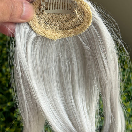 Tillstyle silver white clip in bangs for women  /alopecia