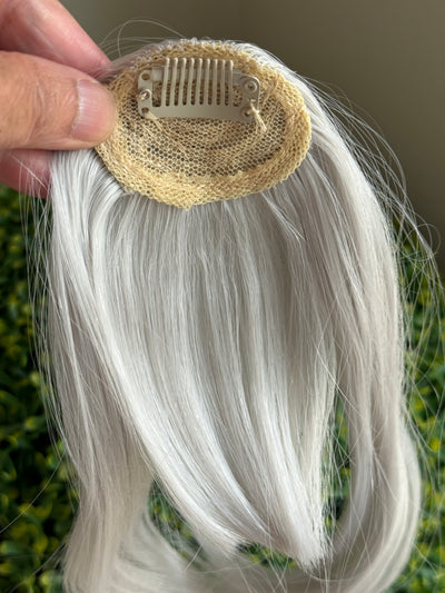 Tillstyle silver white clip in bangs for women  /alopecia