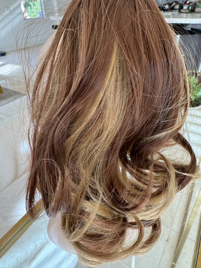 Tillstyle light  brown with ombre clip in ponytail extension wavy
