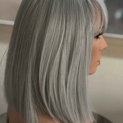 Tillstyle  grey  bob  wig with curtain bangs