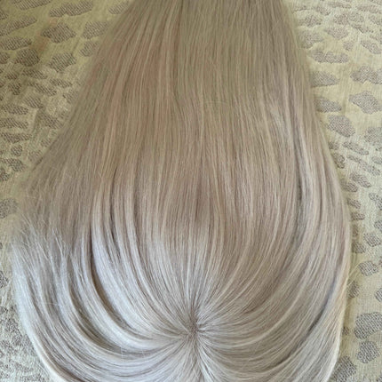 White blonde  /ice blonde virgin human hair topper base 3 x 5 mono mesh base clip in hair extensions