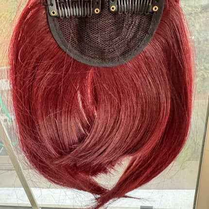 Tillstyle wine red clip in bangs for thinning crown natural looking bangs /short hair styles