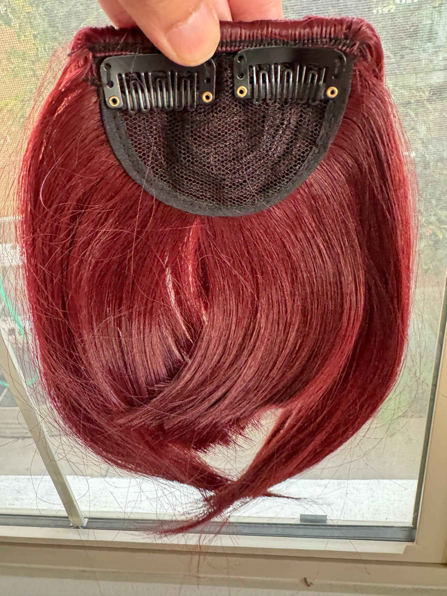 Tillstyle wine red clip in bangs for thinning crown natural looking bangs /short hair styles