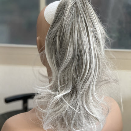 Tillstyle  light grey /white highlights claw clip ponytail