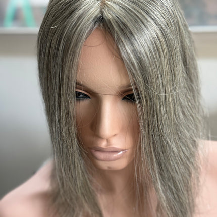 Tillstyle salt and pepper Grey Hair Topper | Grey Toppers for Women/alopecia widening part