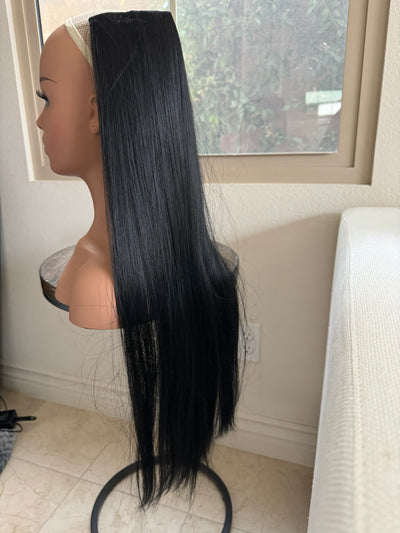 Till style black long straight hair extensions with /clip in hair extensions