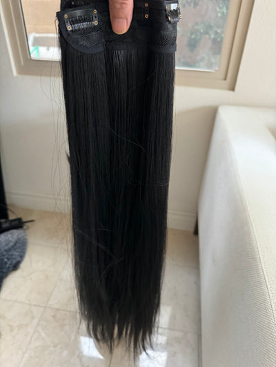 Till style 24 inch black long straight hair extensions with /clip in hair extensions black