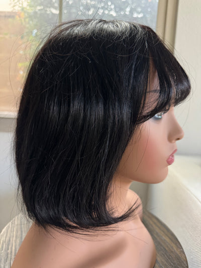 Bob wigs with bangs 100% human hair short bob wigs glue-less middle part