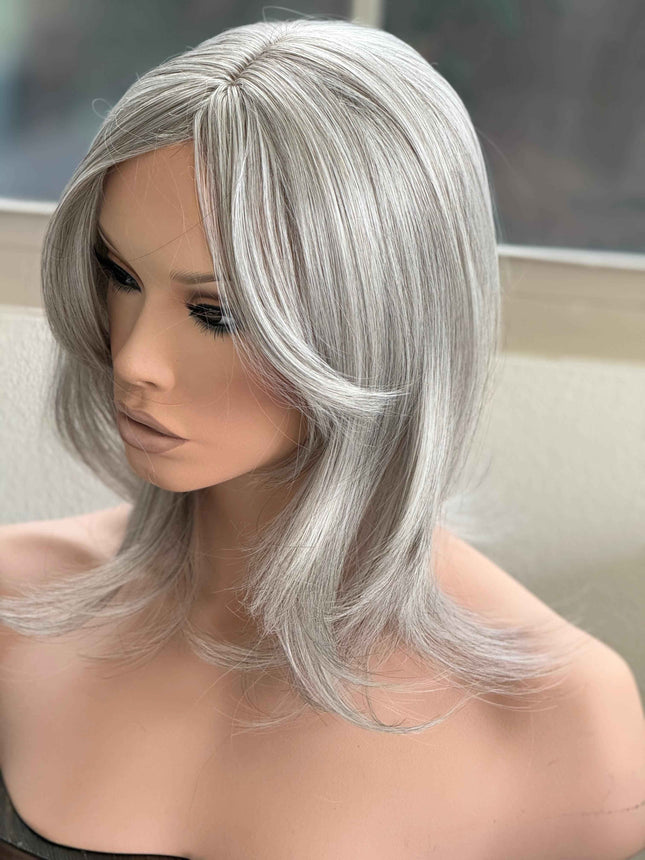 Till style silver white blonde hair toppers for women / bangs