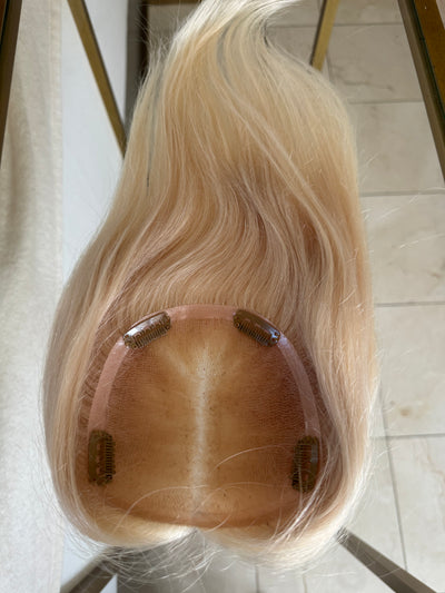 Tillstyle human hair toppers blonde/100% human hair mono mesh base
