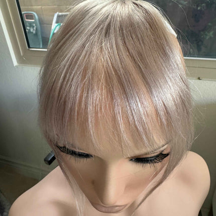 Tillstyle blonde grey clip in human hair bangs for women remy hair /alopecia