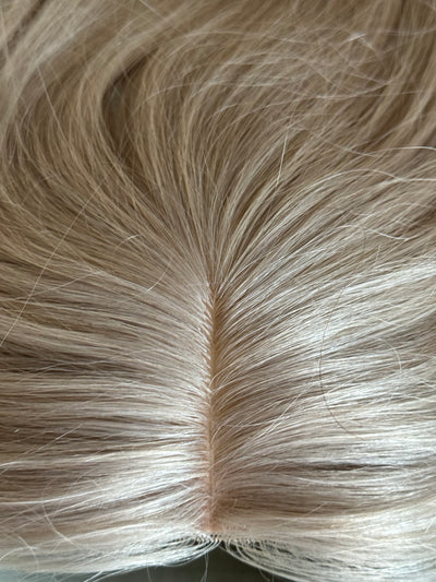 Tillstyle 100% Human hair toppers for women  silver grey natural part