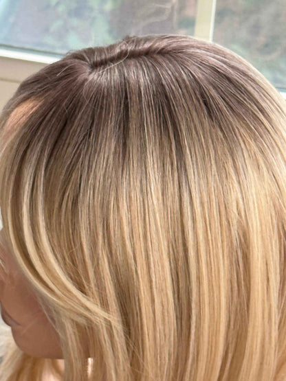 Tillstyle  blonde with brown roots hair toppers /butterfly bangs