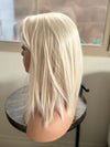 Tillstyle White hair topper with bangs/creamy white