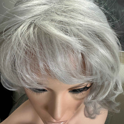 Tillstyle  silver white curly wig /short wig