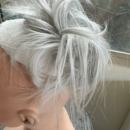 Tillstyle silver grey messy hair bun straight hair bun pieces hair scrunchie elastic hair bun