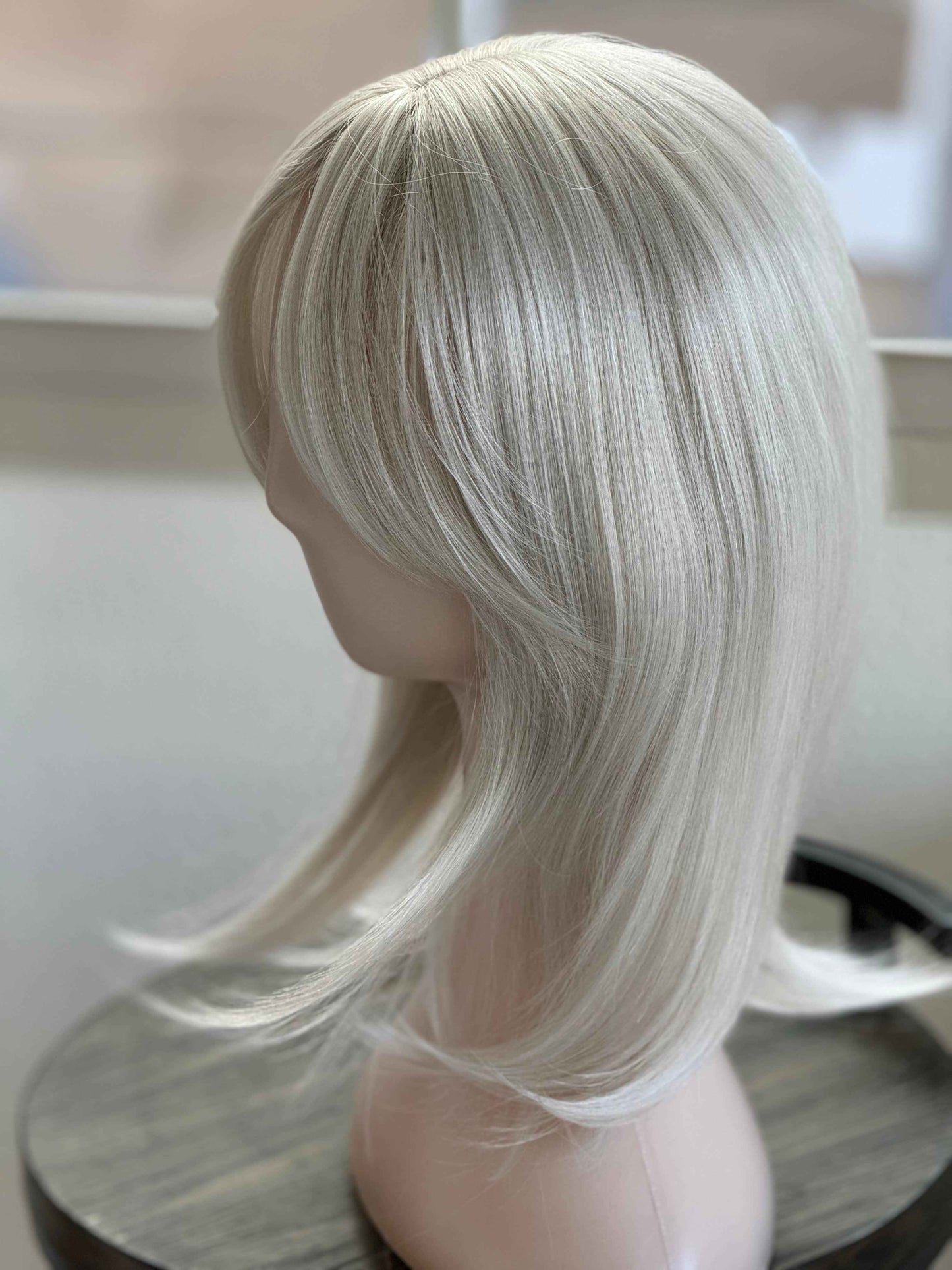 Tillstyle white blonde topper with bangs