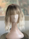 Tillstyle  short blonde wig ash brown roots wig loose body wave air bangs