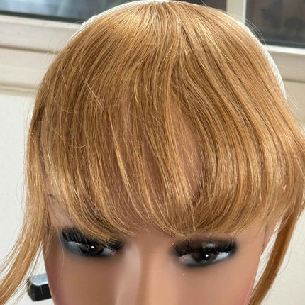 Tillstyle clip in 100 % human hair french bangs  caramel blonde