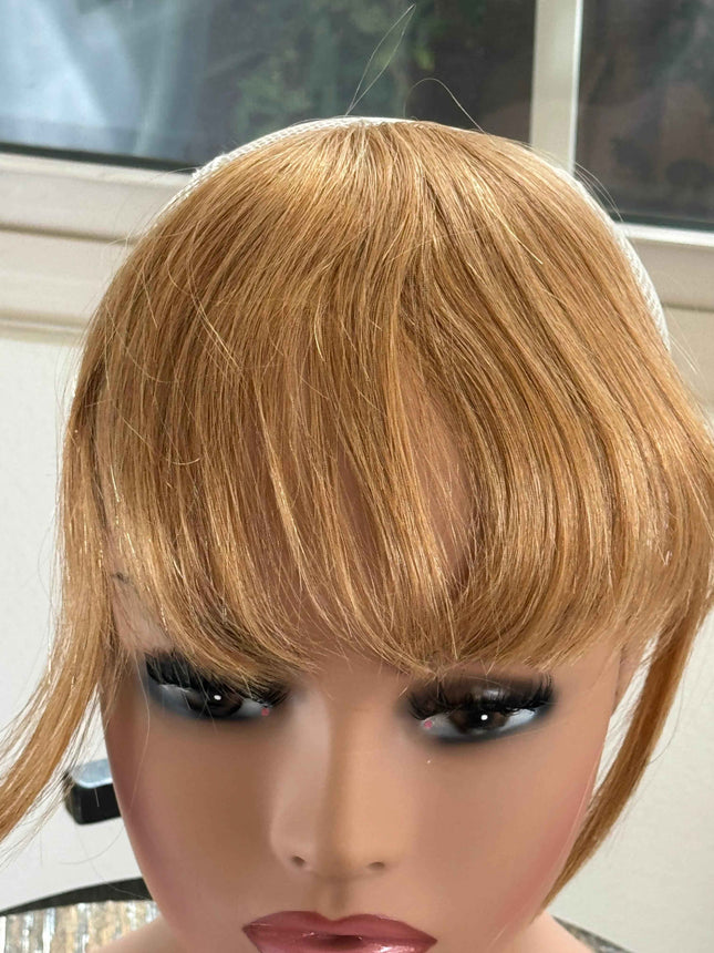 Tillstyle clip in 100 % human hair french bangs  caramel blonde