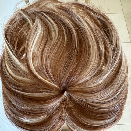 Tillstyle medium brown blonde highlighted hair piece  brown clip in hair toppers