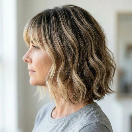 Tillstyleq light brownish blonde wavy short wig#color_light-brownish-blonde
