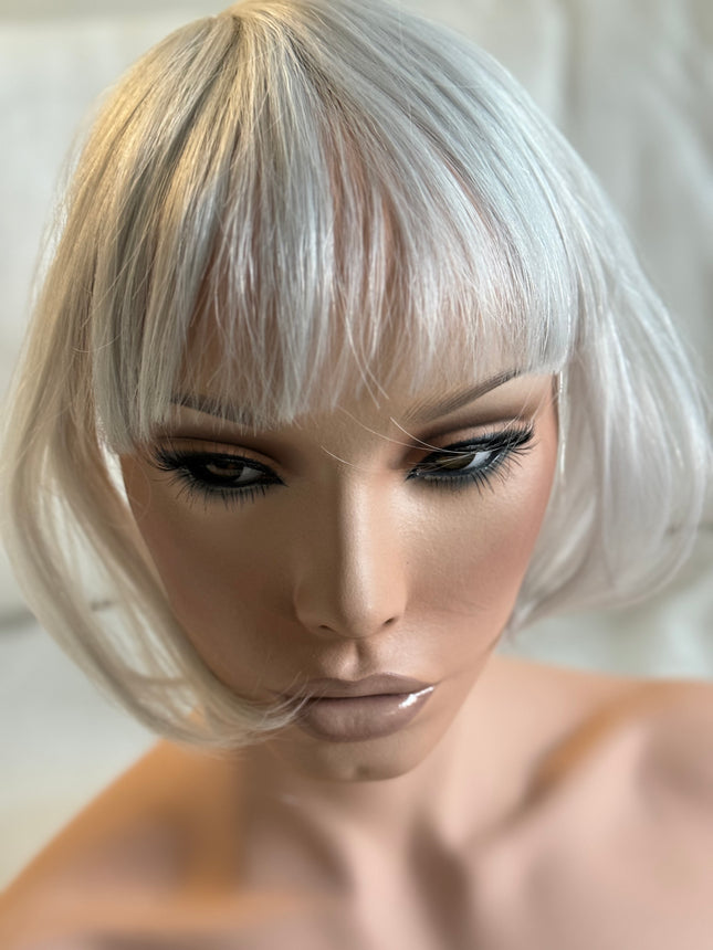 Tillstyle white silver grey clip in bangs for women  /alopecia/thinning hair