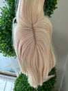 Synthetic hair toppers with bangs bleach blonde clip in hair topper