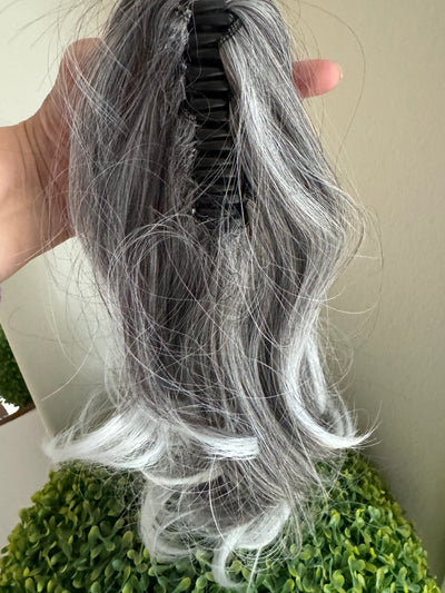 Tillstyle dark salt and pepper dark grey claw clip ponytail