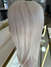 Ice blonde  /white  blonde virgin human hair topper mono mesh base