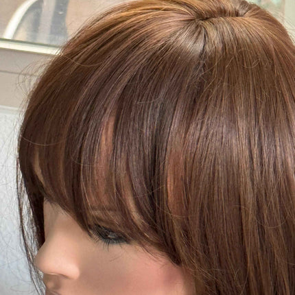 Tillstyle long  medium brown caramel highlighted wig with bangs